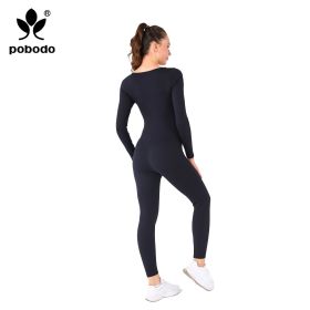 Square Collar Chest Short Zipper Jumpsuit (Option: Navy blue-M)