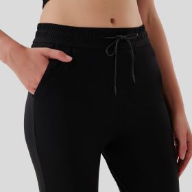 Pull Rope Pocket Flared Pants (Option: Black-L)