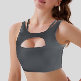 Hollow Sports Bra (Option: Grey-L)